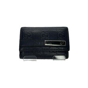 GUCCI Ssima GG Logo Leather 6 Ring Key Case Black/9CA1089